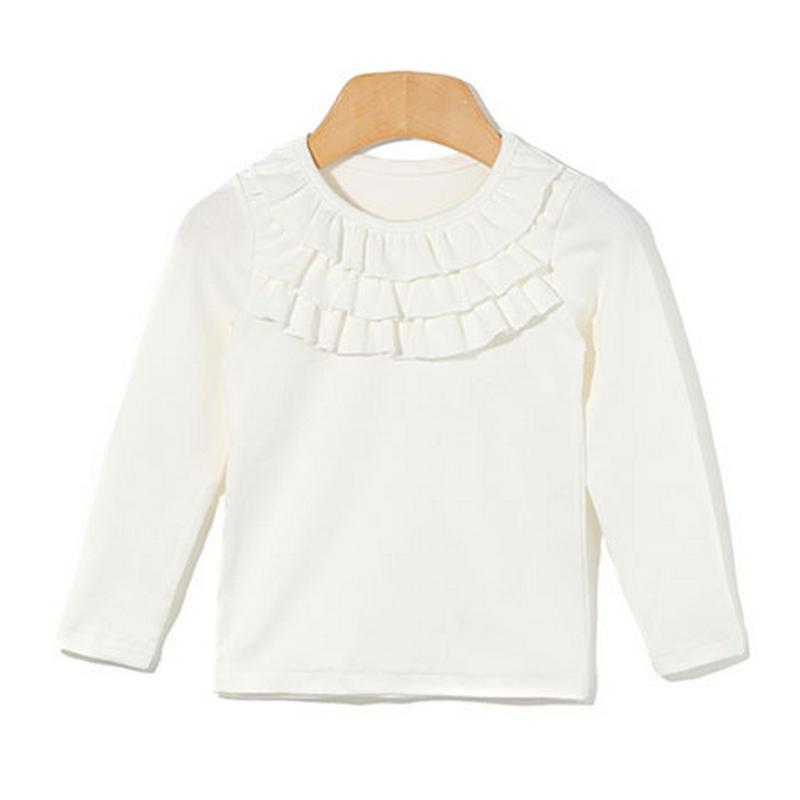 フリルネックTシャツ・p005043 キッズ【3~8才】【tops】【トップス Tシャツ ロングスリーブ 長袖 ラウンドネック フリル フリルネック シンプル 単色 ガーリー 女の子 韓国 韓国子供服 子供 こども 子供服 こども服】【KIDS】