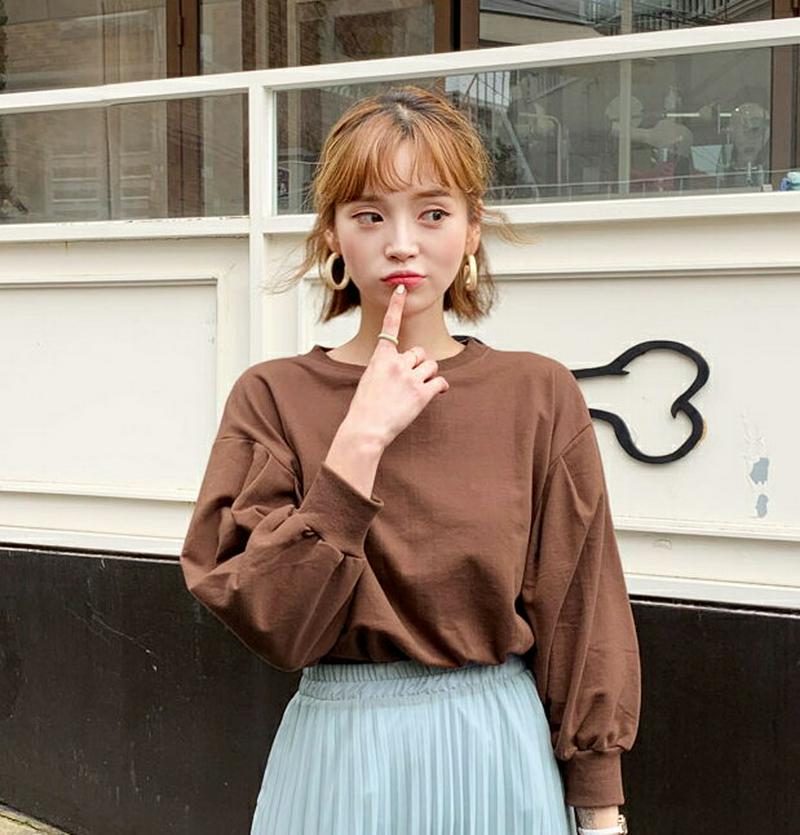 【新作10%OFF】アンバランスヘムパフTシャツ・全4色・b60586 レディース【tops】【韓国 ファッション トップス T
