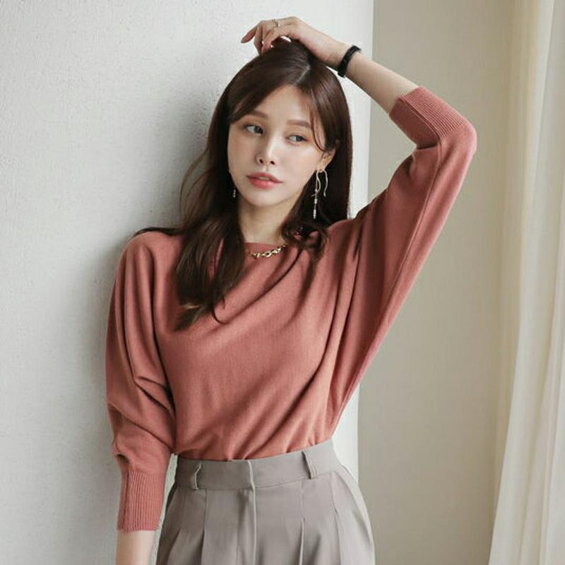 【新作10%OFF】ドルマンボートネックニット・全4色・t63738 レディース【tops】【韓国 ファッション トップス ニッ