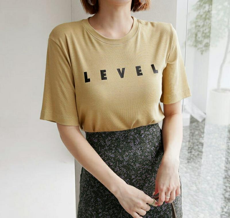 【新作10%OFF】LEVELスリットTシャツ・全4色・b60585 レディース【tops】【韓国 ファッション トップス Tシ