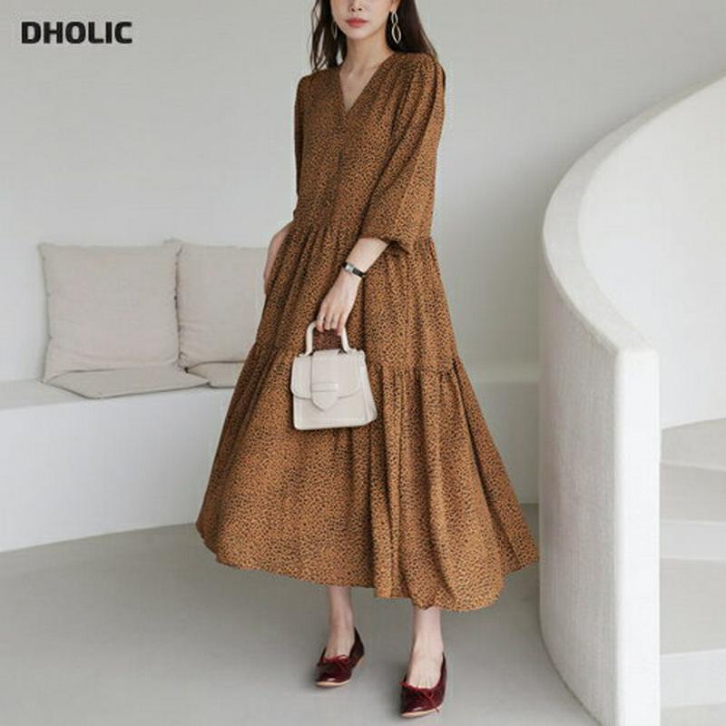 【新作10%OFF】レオパードVネックワンピース・全2色・t63743 レディース【ops】【韓国 ファッション ワンピース ロ