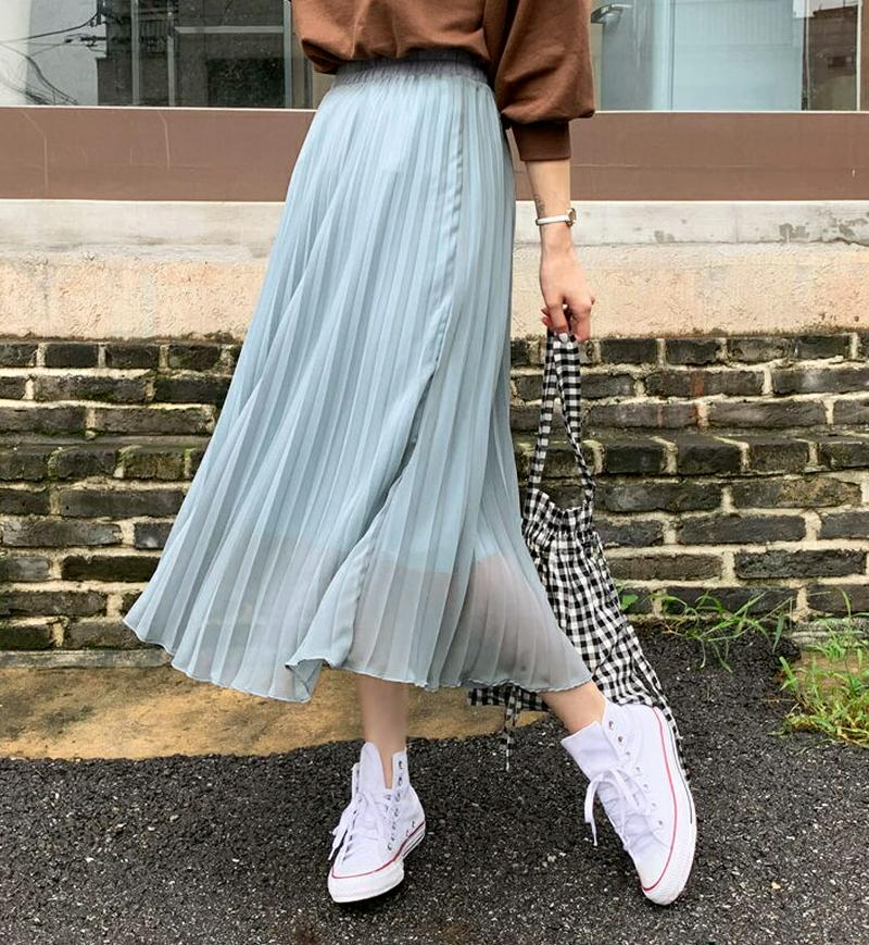 【新作10%OFF】プリーツシフォンスカート・全3色・t60614 レディース【sk】【韓国 ファッション ボトムス スカート 