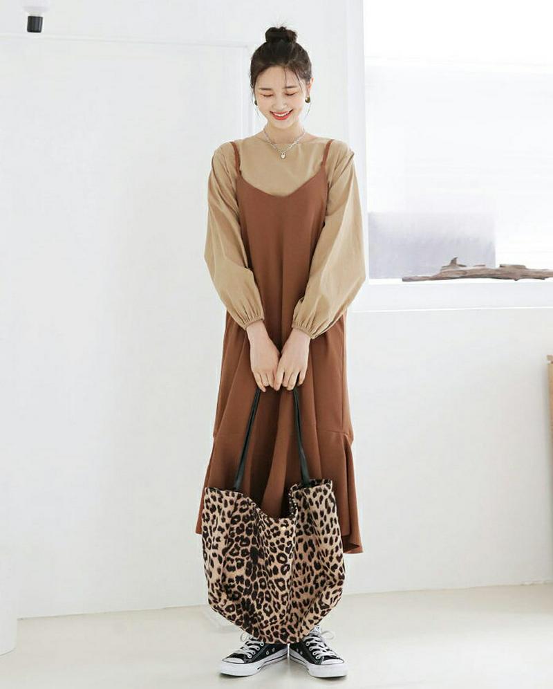 【新作10%OFF】フレアキャミワンピース・全2色・t60609 レディース【ops】【韓国 ファッション ワンピース ロングワ