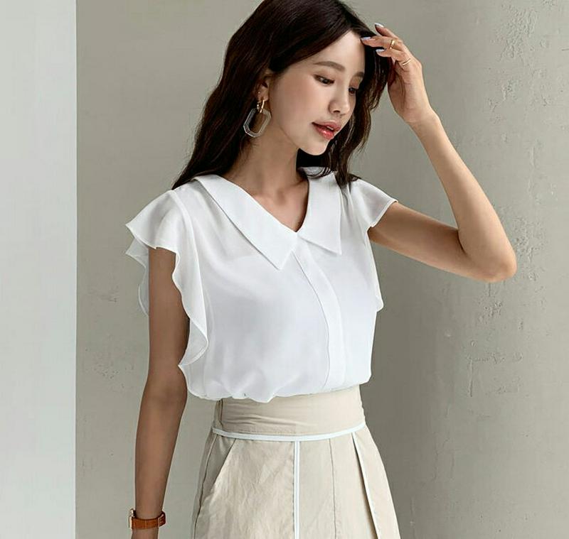 【全商品10%OFF】カラーフリルブラウス・全4色・t56618 レディース【bl】【韓国 ファッション トップス ブラウス ス