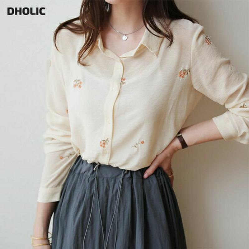 【全商品10%OFF】カラー花柄刺繍ブラウス・全3色・b63655 レディース【bl】【韓国 ファッション トップス ブラウス 