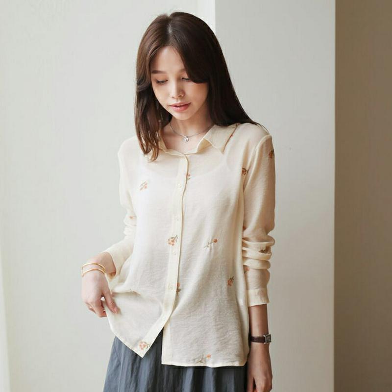 【全商品10%OFF】カラー花柄刺繍ブラウス・全3色・b63655 レディース【bl】【韓国 ファッション トップス ブラウス 