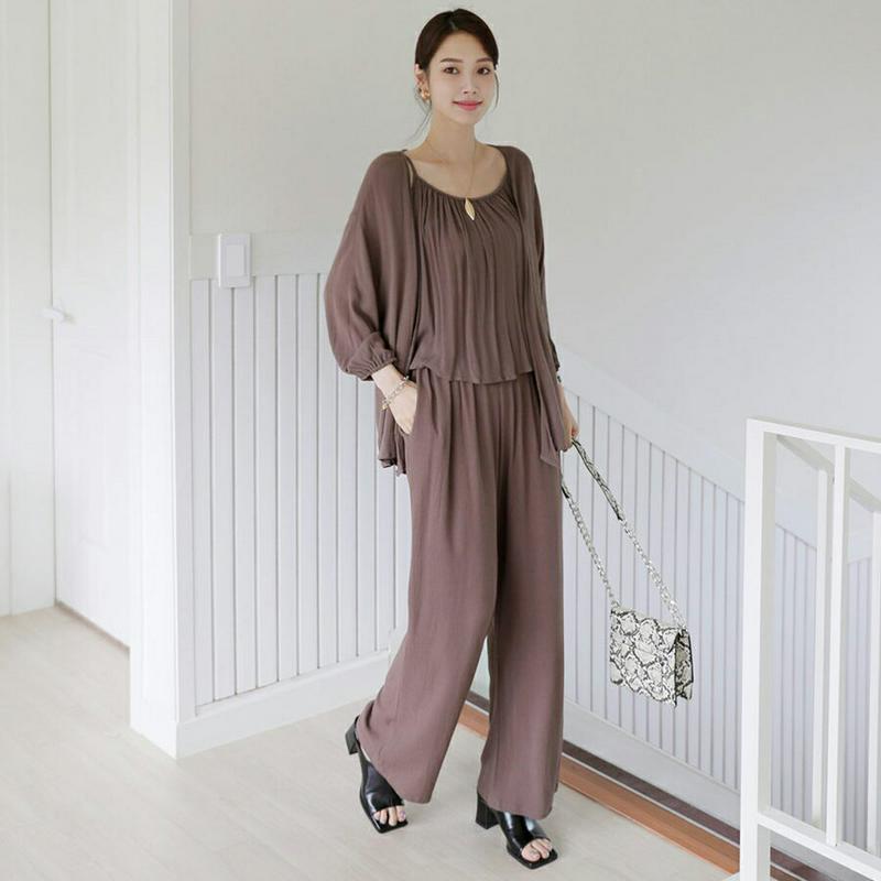 【全商品10%OFF】キャミ&カーデ&パンツ3SET・全3色・b63660 レディース【pt】【韓国 ファッション セットアップ