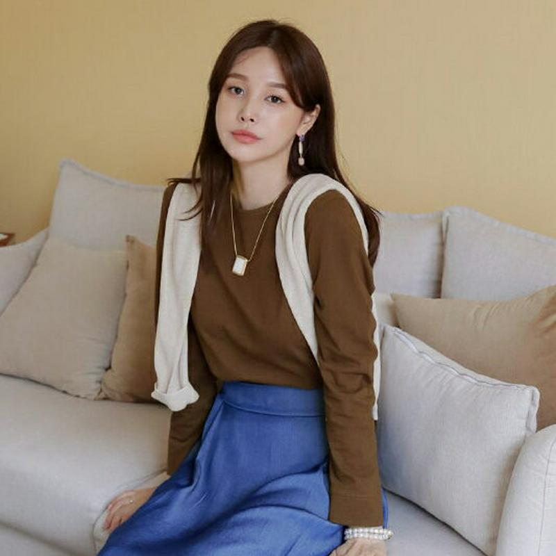 【全商品10%OFF】コットンスリットTシャツ・全5色・t63648 レディース【tops】【韓国 ファッション トップス Tシ