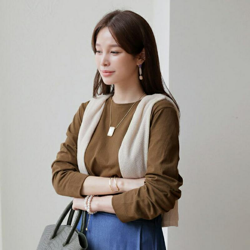【全商品10%OFF】コットンスリットTシャツ・全5色・t63648 レディース【tops】【韓国 ファッション トップス Tシ