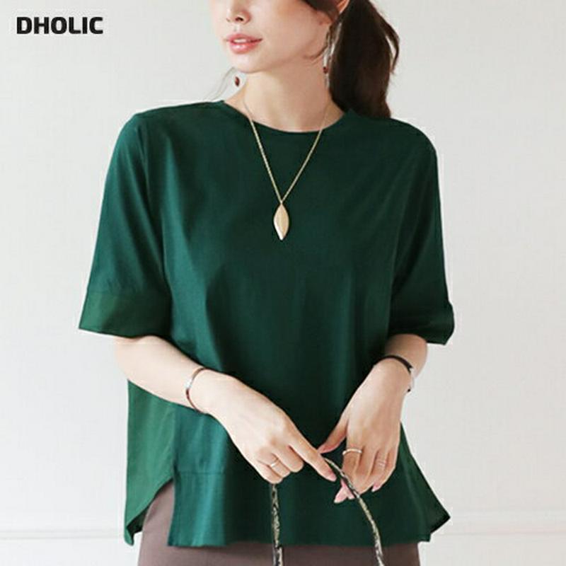 【全商品10%OFF】サイドスリットTシャツ・全3色・t63654 レディース【tops】【韓国 ファッション トップス Tシャ