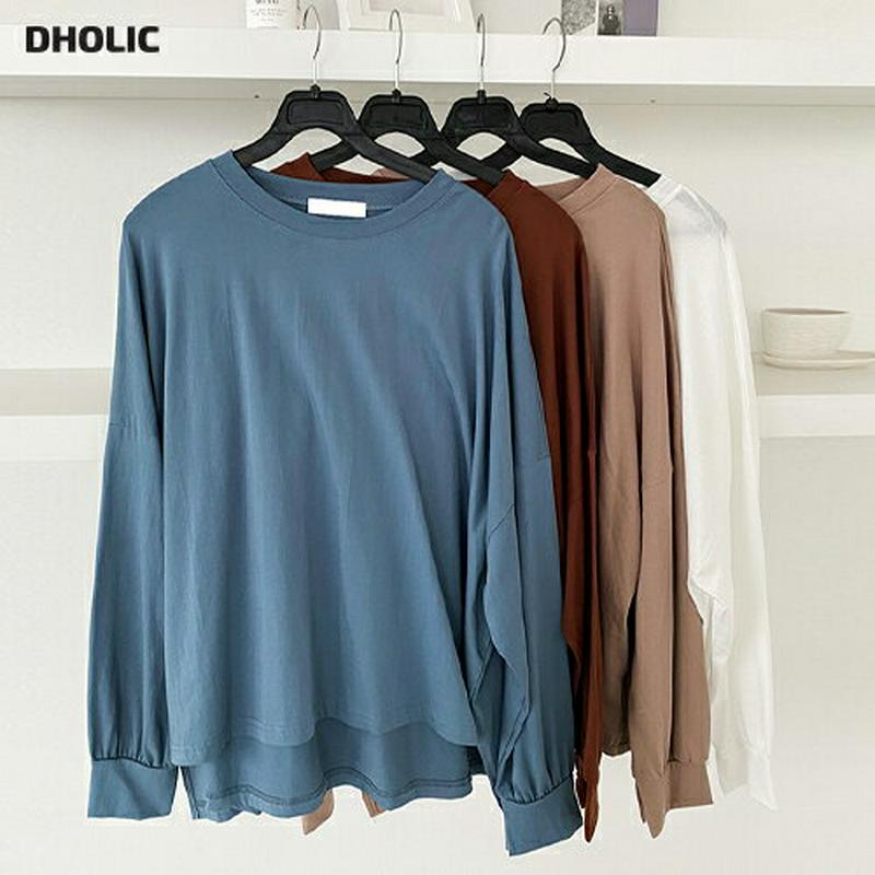 【全商品10%OFF】スリットアンバランスTシャツ・全4色・b60788 レディース【tops】【韓国 ファッション トップス 