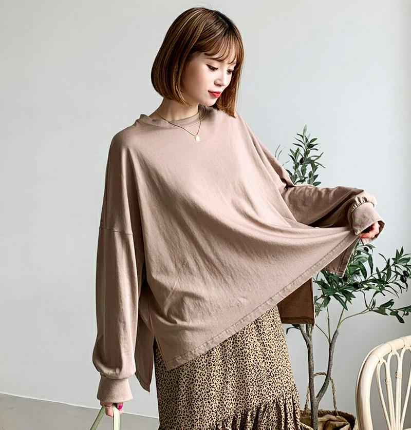 【全商品10%OFF】スリットアンバランスTシャツ・全4色・b60788 レディース【tops】【韓国 ファッション トップス 