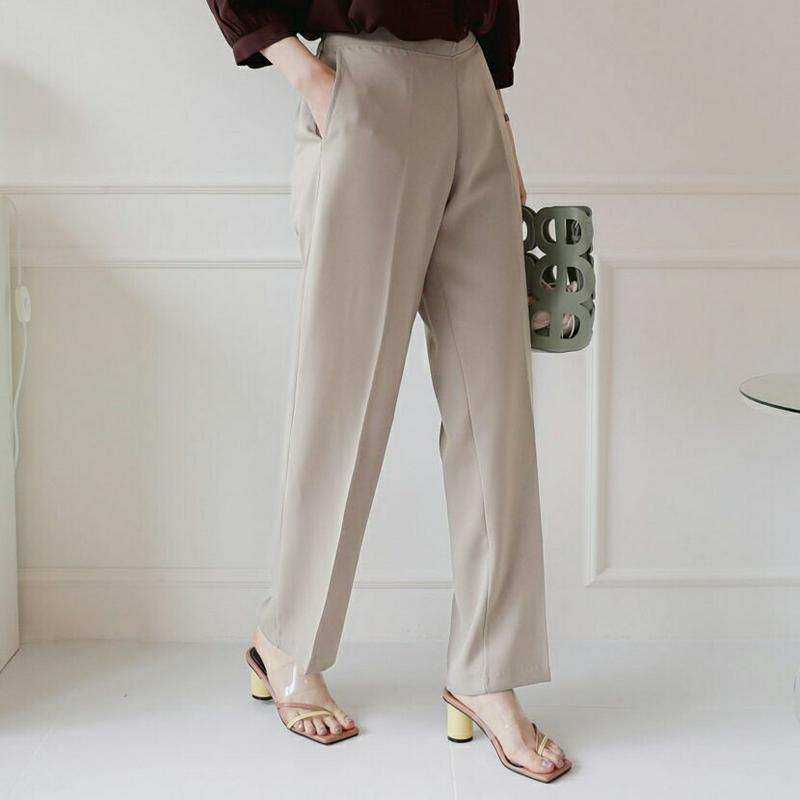 【全商品10%OFF】バックゴムストレートパンツ・全4色・b63674 レディース【pt】【韓国 ファッション パンツ ズボン 