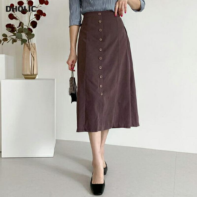 【全商品10%OFF】ボタンAラインスカート・全3色・t60800 レディース【sk】【韓国 ファッション ボトムス スカート 