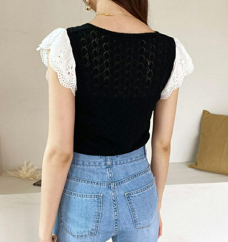 【全商品10%OFF】レーススリーブパンチングニット・全2色・b60442 レディース【tops】【韓国 ファッション トップス
