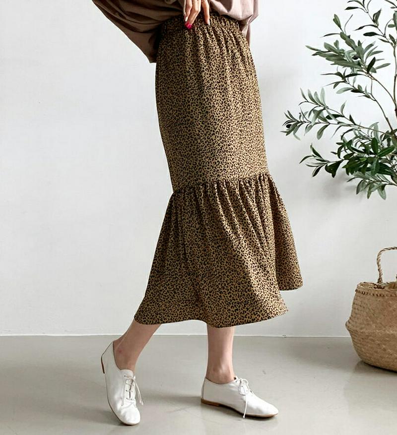 【全商品10%OFF】レオパードギャザースカート・全3色・t60801 レディース【sk】【韓国 ファッション ボトムス スカー