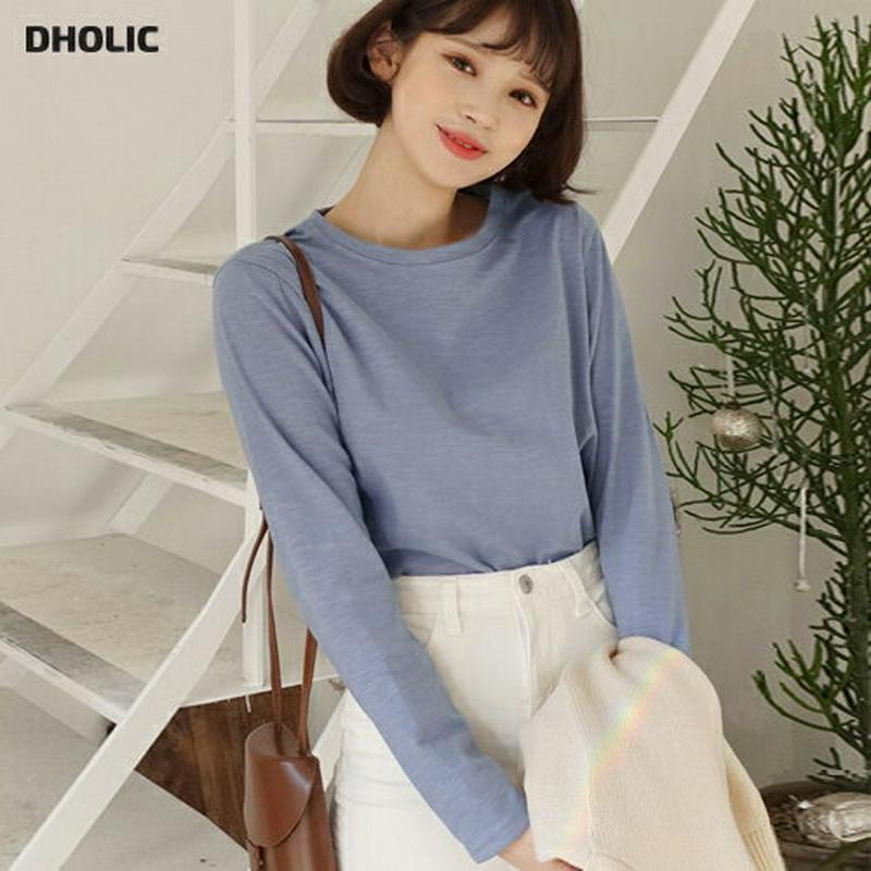 【スーパーセール特価】≪人気商品再入荷≫ルーズラウンドネックコットンTシャツ・全5色 b52565 レディース【tops】 トップス Tシャツ 長袖 コットン 綿 無地 ベーシック カジュアル ルーズ ラウンドネック ブルー 青 イエロー 黄色 マスタード ピンク プルオーバー 秋 春