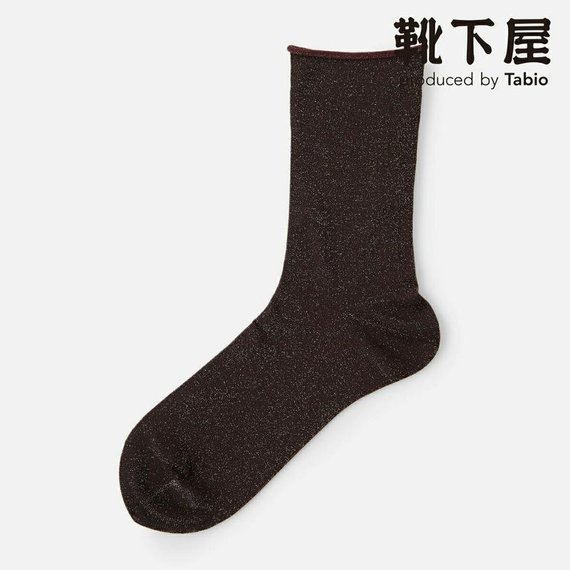 【全品送料無料～6/26 09:59迄】【あす楽】【公式 Tabio】 薄手ラメソックス / 靴下屋 靴下 タビオ くつ下 クルー レディース 黒 日本製