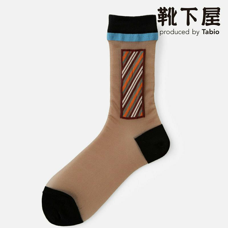 【全品送料無料★〜6/11 23:59迄】【あす楽】【靴下屋】 シースルースクエアななめストライプソックス / 靴下 タビオ Tabio くつ下 クルー レディース 日本製