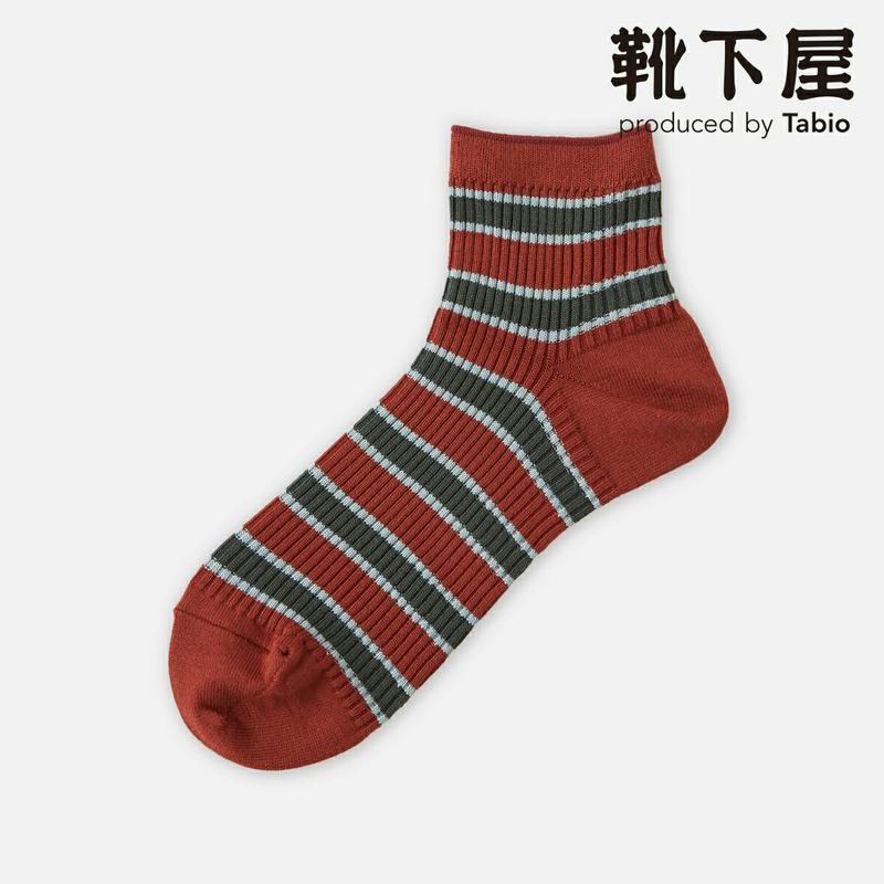 【あす楽】【靴下屋】 ネクタイボーダーリブショートソックス / 靴下 タビオ Tabio くつ下 ショート レディース 日本製