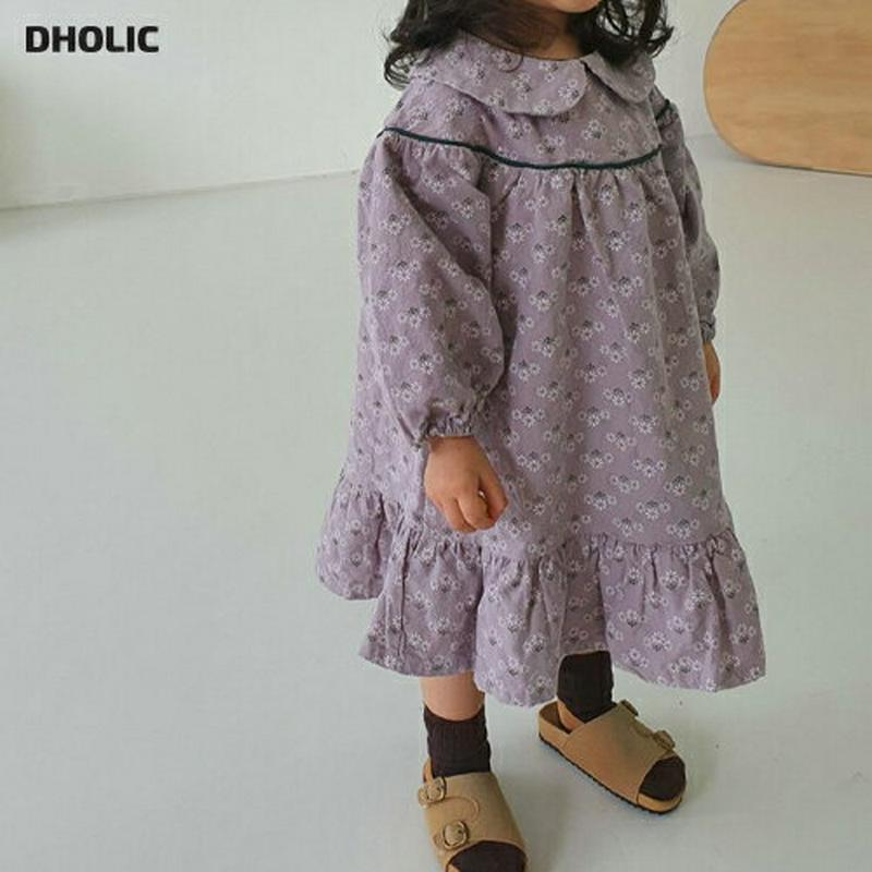 【新作10%OFF】ラウンドカラー花柄ワンピース・u05195 キッズ【3~8才】【ops】【ワンピース ロングワンピース ロン