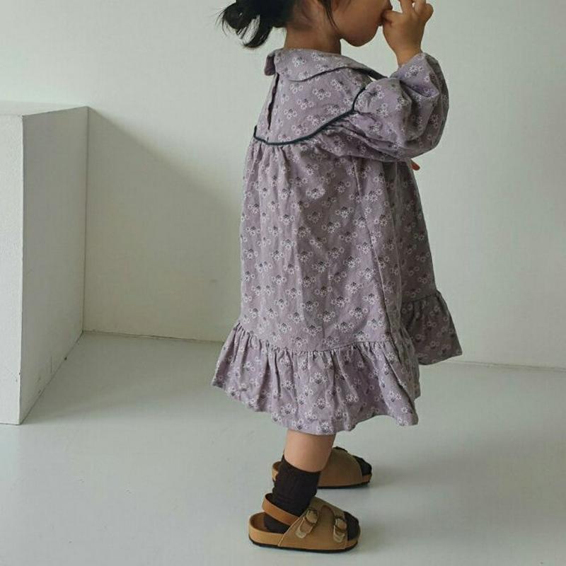 【新作10%OFF】ラウンドカラー花柄ワンピース・u05195 キッズ【3~8才】【ops】【ワンピース ロングワンピース ロン