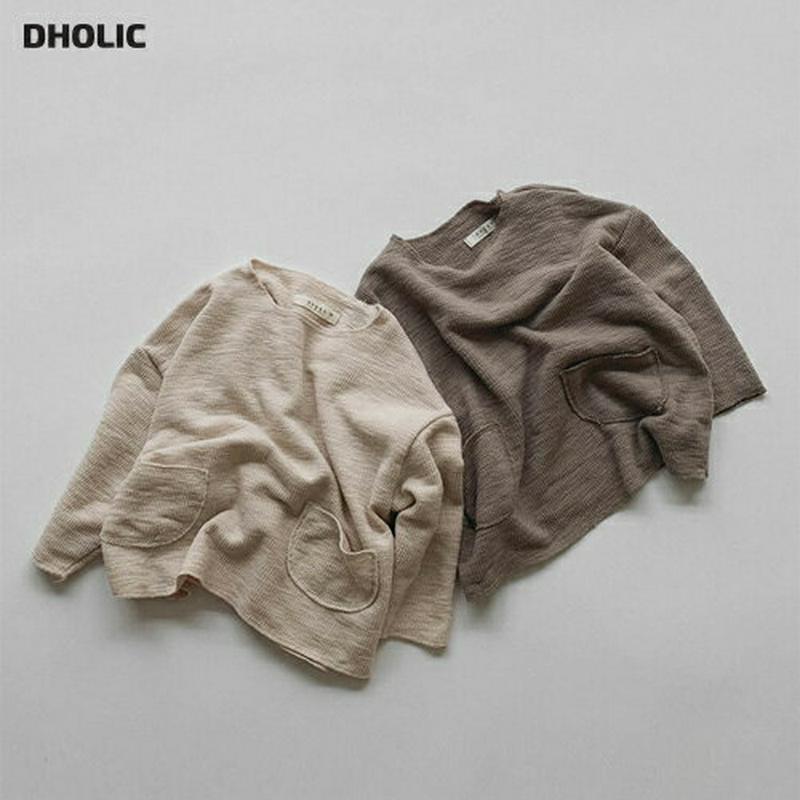 【新作10%OFF】アウトポケットTシャツ・u05208 キッズ【3~8才】【tops】【トップス Tシャツ 長袖 ロンT 単色