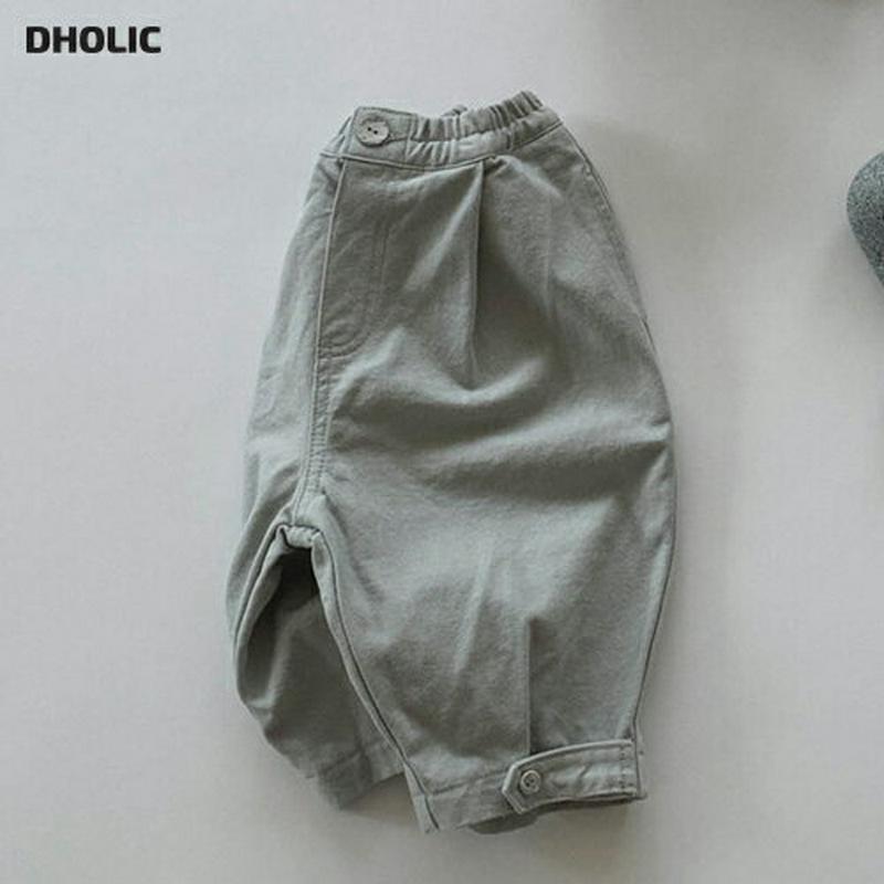 【新作10%OFF】ボタンヘムパンツ・u05199 キッズ【3~8才】【pt】【パンツ ズボン ボトムス 単色 無地 シンプル 