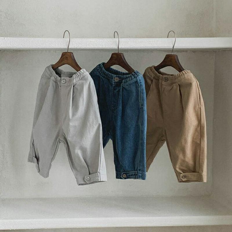 【新作10%OFF】ボタンヘムパンツ・u05199 キッズ【3~8才】【pt】【パンツ ズボン ボトムス 単色 無地 シンプル 