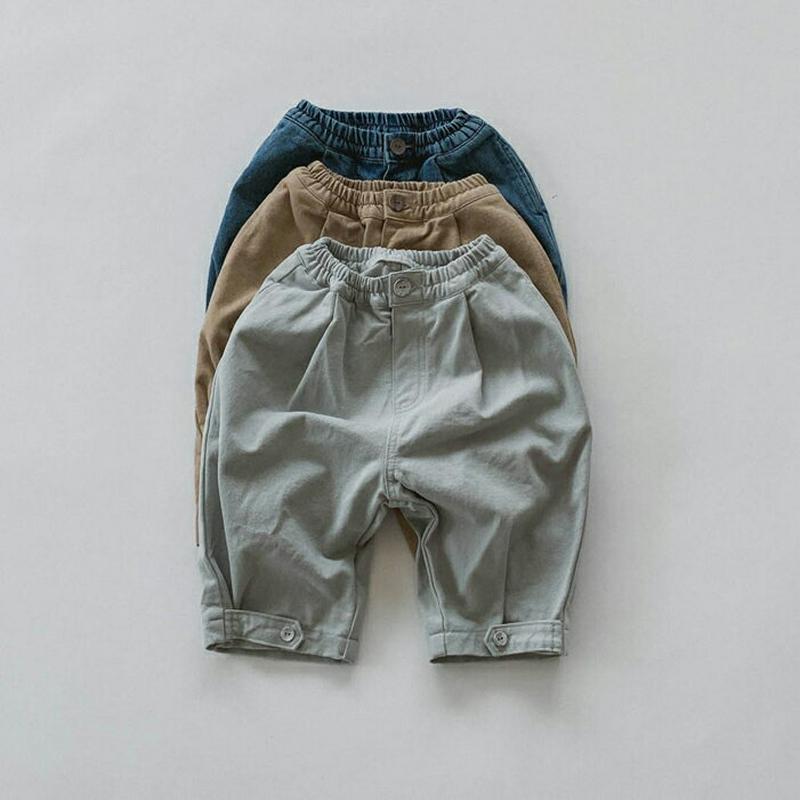 【新作10%OFF】ボタンヘムパンツ・u05199 キッズ【3~8才】【pt】【パンツ ズボン ボトムス 単色 無地 シンプル 