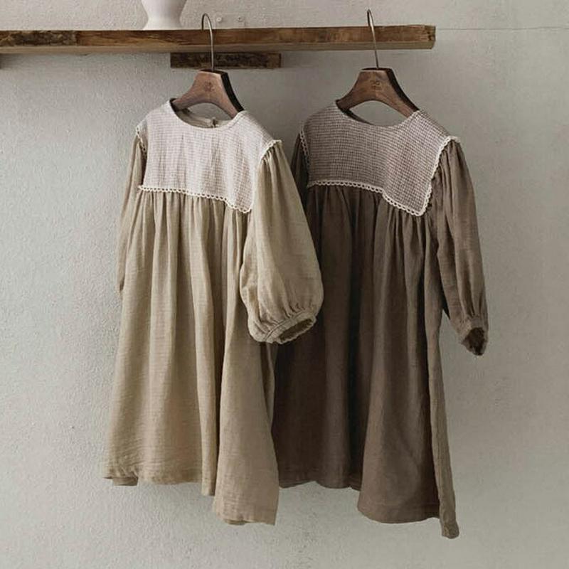 【新作10%OFF】レースボックスパフワンピース・u05207 キッズ【3~8才】【ops】【ワンピース ミディ丈 ミディワンピ