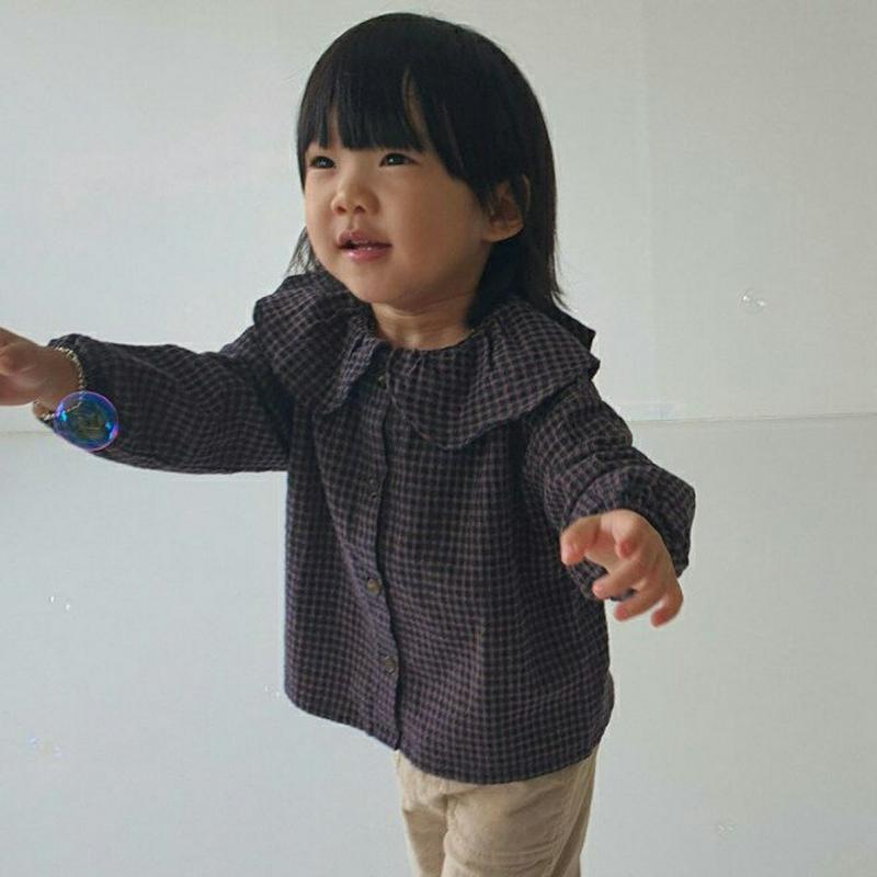 【新作10%OFF】ラッフルカラーチェックブラウス・u05167 キッズ【3~8才】【bl】【トップス ブラウス 長袖 ロングス
