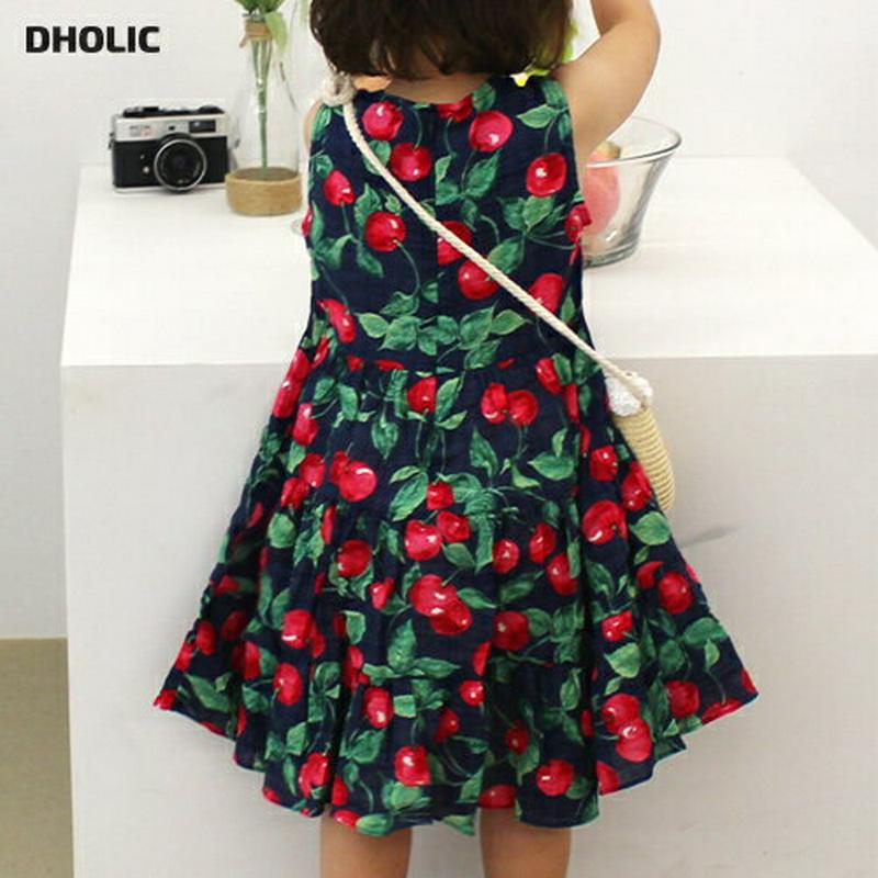 トロピカルスリーブレスワンピース(ネイビー)・p005217 キッズ【3~8才】【ops】【ワンピース ロングワンピース スリーブレス ノースリーブ トロピカル チェリー柄 ガーリー かわいい 女の子 韓国 韓国子供服 子供 こども 子供服 こども服】【KIDS】