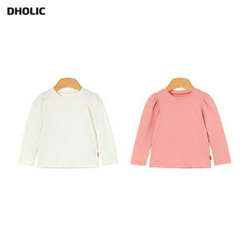 パフスリーブ長袖Tシャツ・p005211 キッズ【3~8才】【tops】【トップス Tシャツ 長袖 ロンT 単色 無地 シンプル パフスリーブ 可愛い かわいい　春 秋 女の子 韓国 韓国子供服 子供 こども 子供服 こども服】【KIDS】