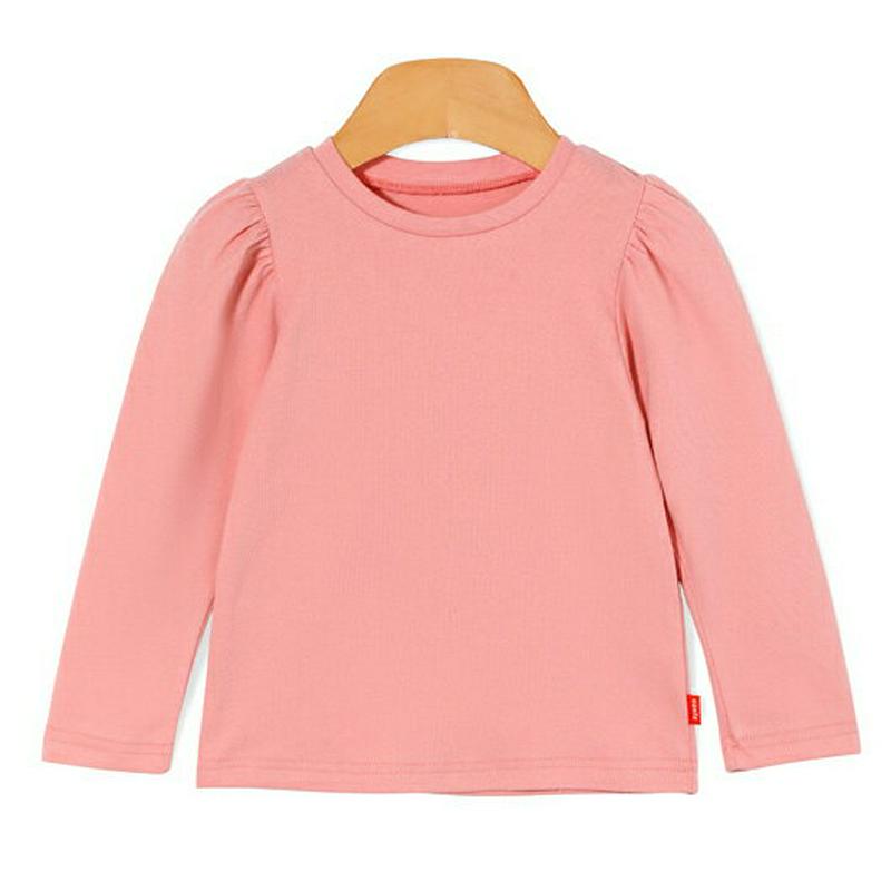 パフスリーブ長袖Tシャツ・p005211 キッズ【3~8才】【tops】【トップス Tシャツ 長袖 ロンT 単色 無地 シンプル パフスリーブ 可愛い かわいい　春 秋 女の子 韓国 韓国子供服 子供 こども 子供服 こども服】【KIDS】