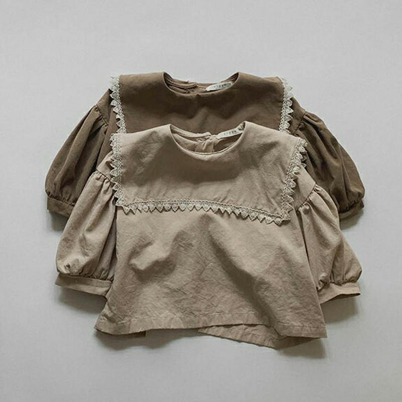 【新作10%OFF】レースボックスカラーブラウス・u05181 キッズ【3~8才】【bl】【トップス ブラウス 長袖 レース ガ