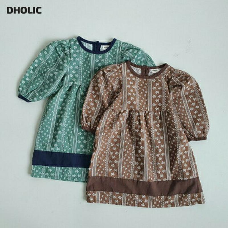 【新作10%OFF】配色パターンワンピース・u05158 キッズ【3~8才】【ops】【ワンピース ロングワンピース ロングスリ