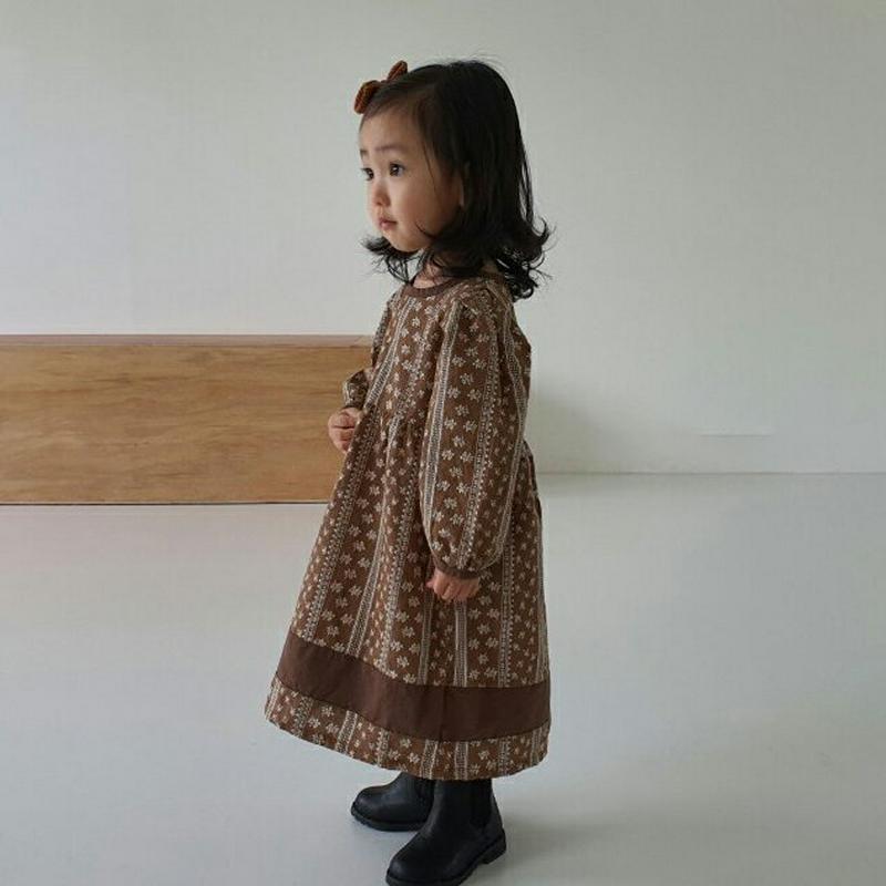 【新作10%OFF】配色パターンワンピース・u05158 キッズ【3~8才】【ops】【ワンピース ロングワンピース ロングスリ