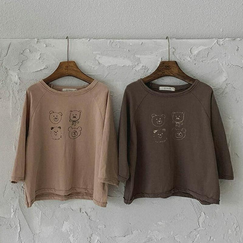 【新作10%OFF】BearラグランTシャツ・u05175 キッズ【3~8才】【tops】【トップス Tシャツ 長袖 ロンT ゆ