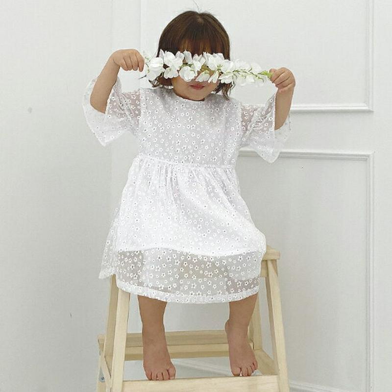 【新作10%OFF】花柄シースルーワンピース・p005213 キッズ【3~8才】【ops】【ワンピース ロングワンピース 半袖 