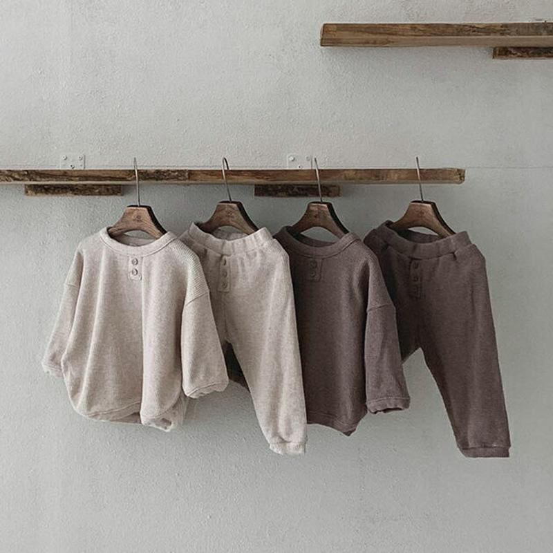 【新作10%OFF】ボタン長袖Tシャツ&パンツSET・u05179 キッズ【3~8才】【set】【セットアップ setup トッ