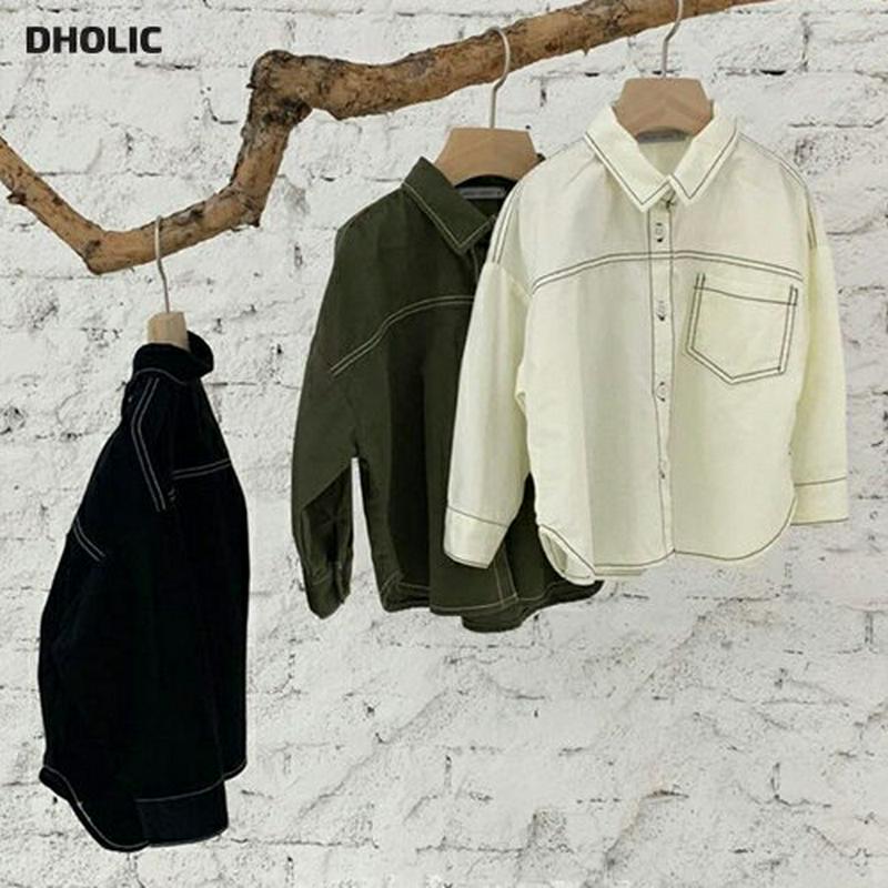 【新作10%OFF】ワンポケットステッチシャツ・u05098 キッズ【3~8才】【bl】【トップス シャツ 長袖 ロングスリーブ