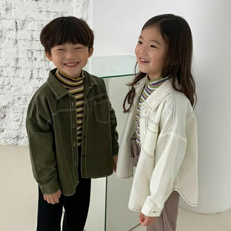 【新作10%OFF】ワンポケットステッチシャツ・u05098 キッズ【3~8才】【bl】【トップス シャツ 長袖 ロングスリーブ