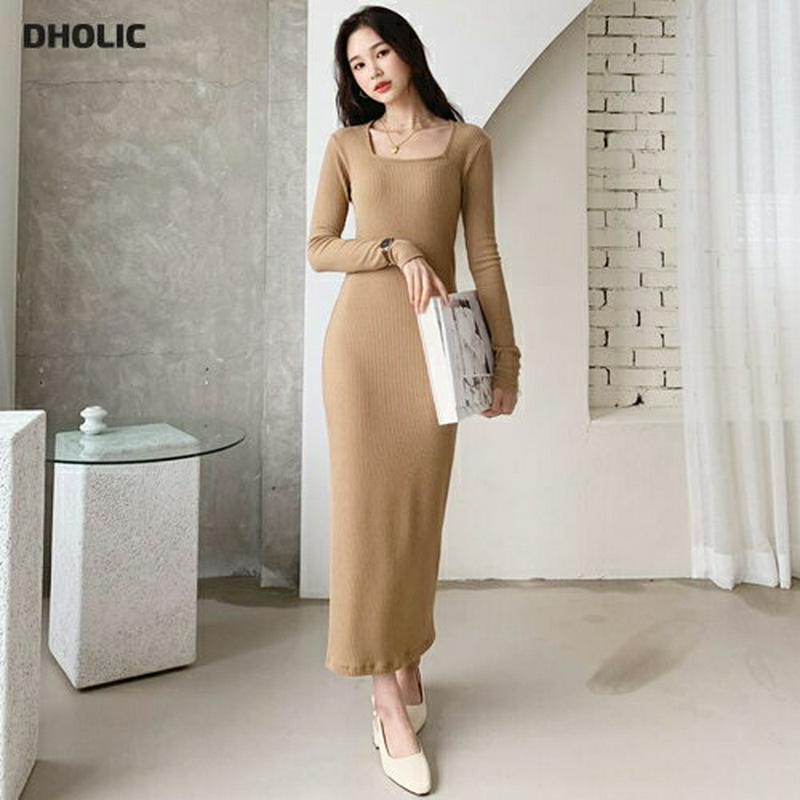 【新作10%OFF】スクエアリブニットワンピース・全3色・t60667 レディース【ops】【韓国 ファッション ワンピース ロ