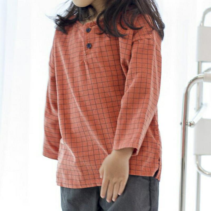 【新作10%OFF】グラフチェックコーデュロイTシャツ・u05137 キッズ【3~8才】【tops】【トップス Tシャツ 長袖 
