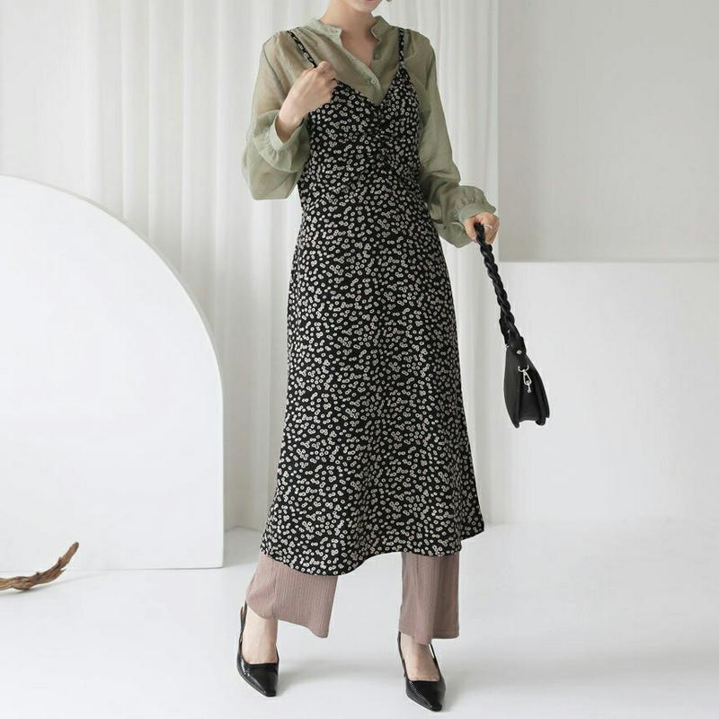 【新作10%OFF】ギャザーフローラルキャミワンピース・全2色・t63842 レディース【ops】【ワンピース ロング ロングワ