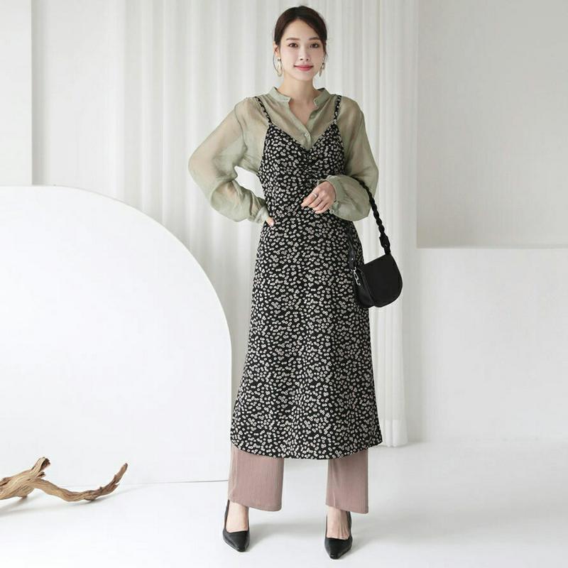 【新作10%OFF】ギャザーフローラルキャミワンピース・全2色・t63842 レディース【ops】【ワンピース ロング ロングワ