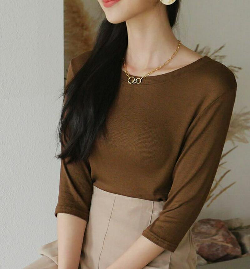 【新作10%OFF】リブTシャツ・全5色・t60653 レディース【tops】【韓国 ファッション トップス Tシャツ リブ ラ