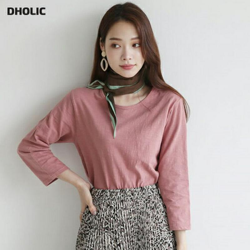 【新作10%OFF】7分丈ラウンドヘムTシャツ・全5色・b63884 レディース【tops】【トップス Tシャツ 七分丈 七分袖