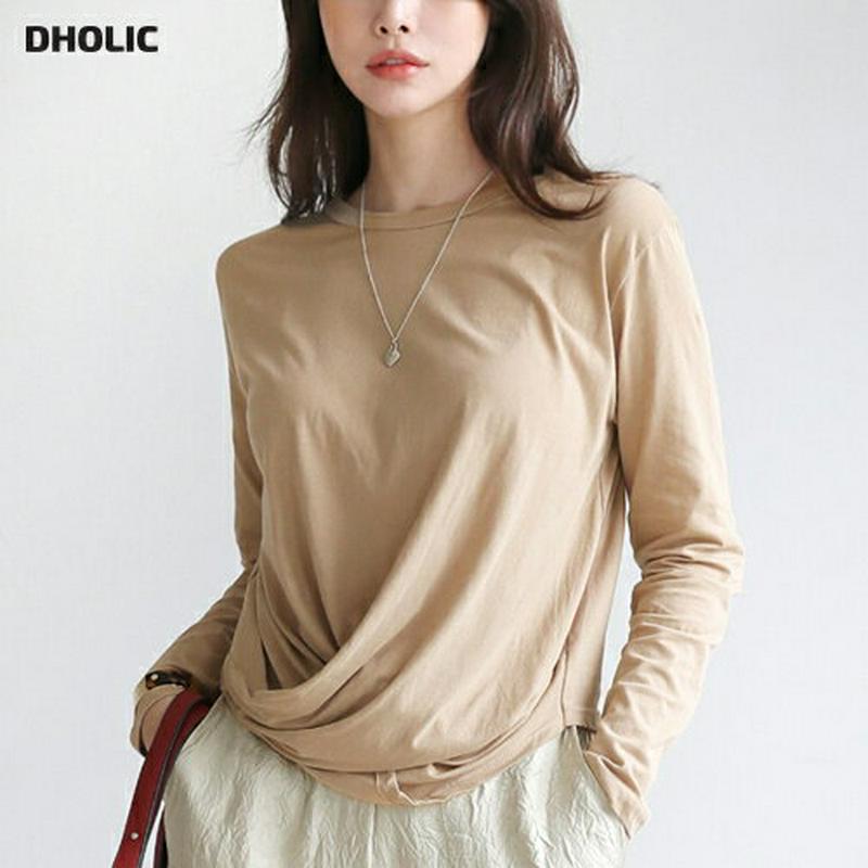 【新作10%OFF】ツイストへムTシャツ・全4色・b63823 レディース【tops】【トップス Tシャツ 長袖 ロンT 無地T